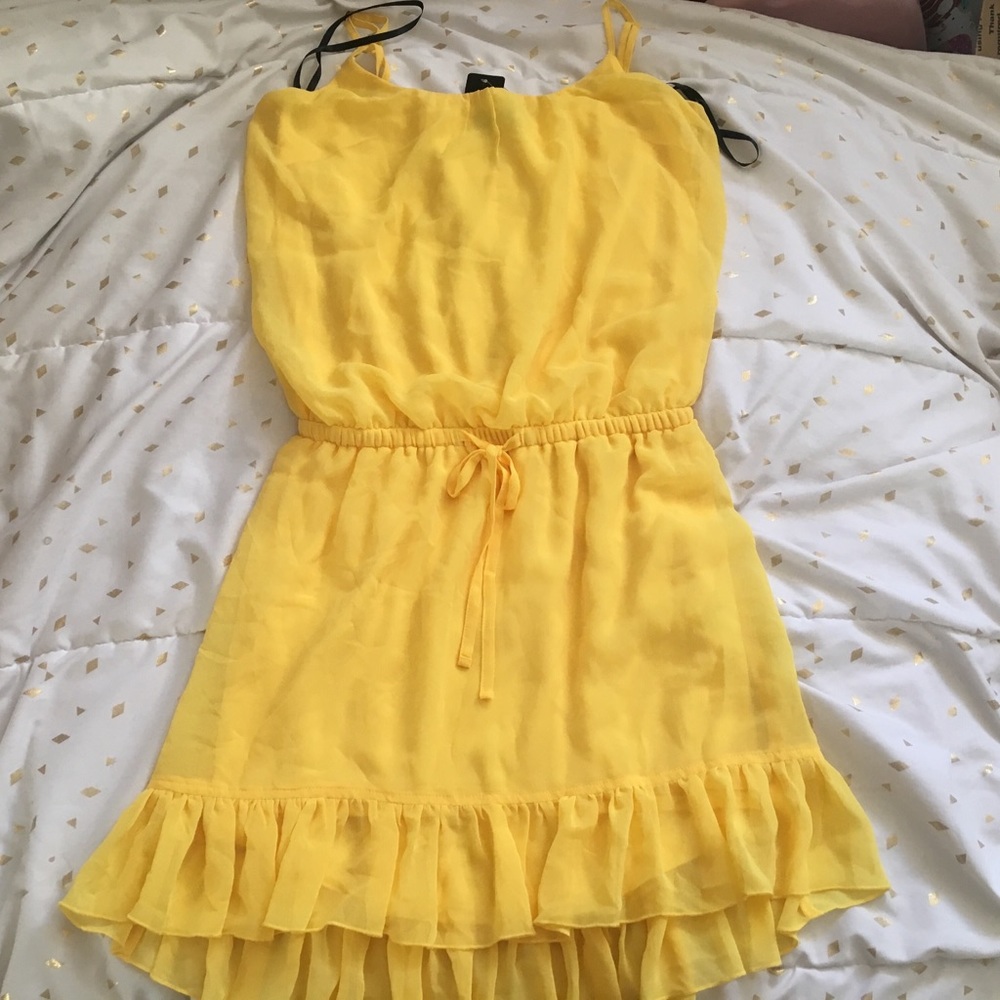 Bebe Bright Yellow Dress with Bow Tie - Picture 2 of 8